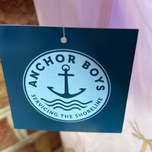 NWT Anchor Boys pale pink with palm trees button down short sleeve shirt. Large - Picture 4 of 8